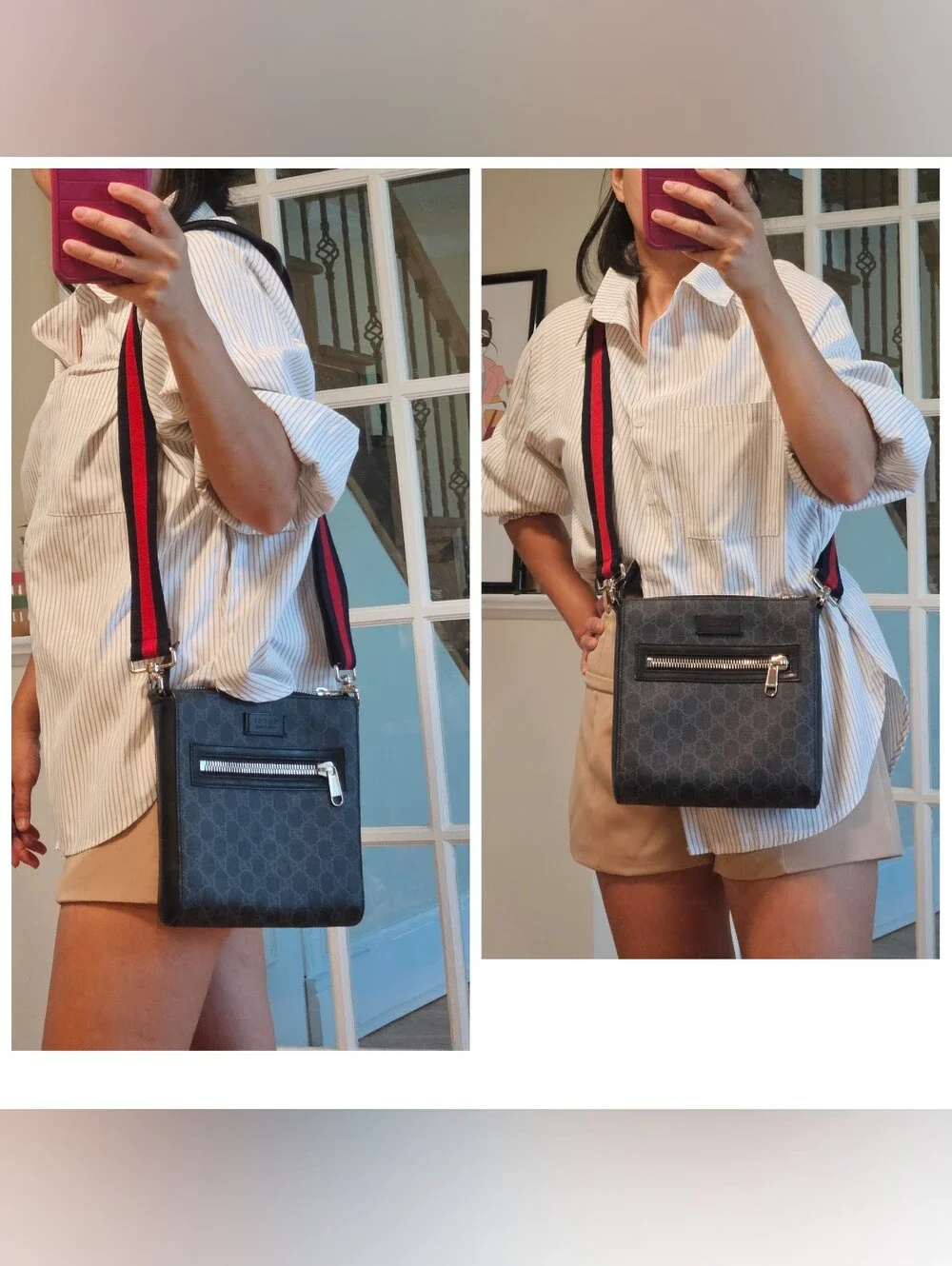 Authentic Gucci GG Supreme Shoulder Bag Black #4401M